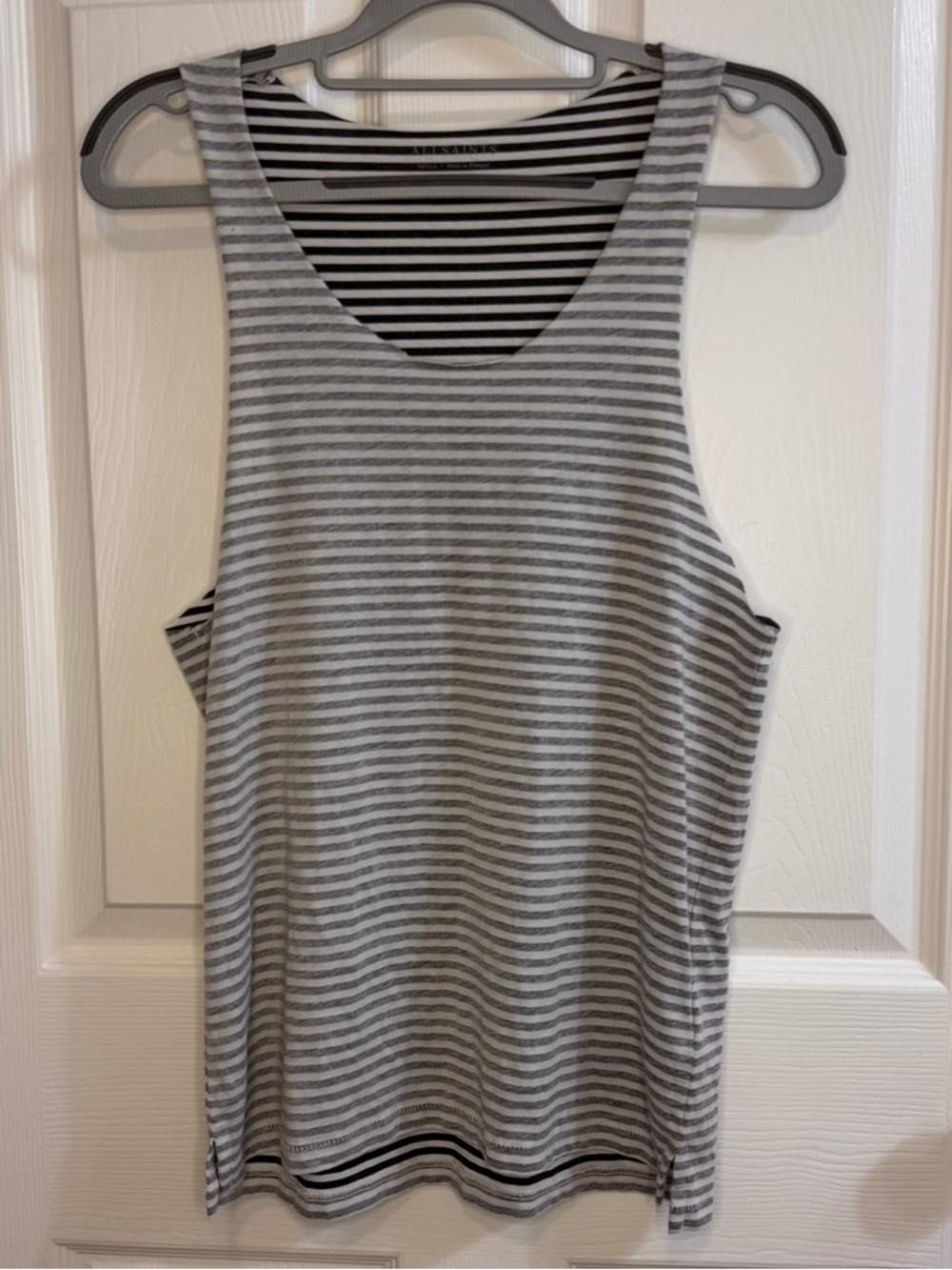 AllSaints Black & White Striped Tank Top